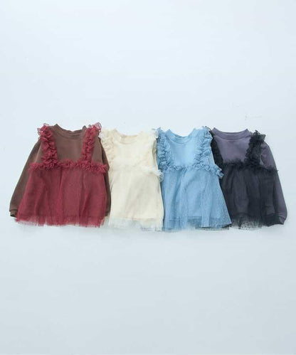 波點網紗荷葉邊吊帶拼接衛衣 Link