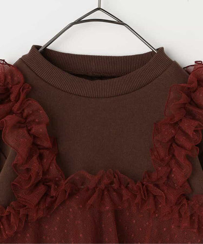 波點網紗荷葉邊吊帶拼接衛衣 Link