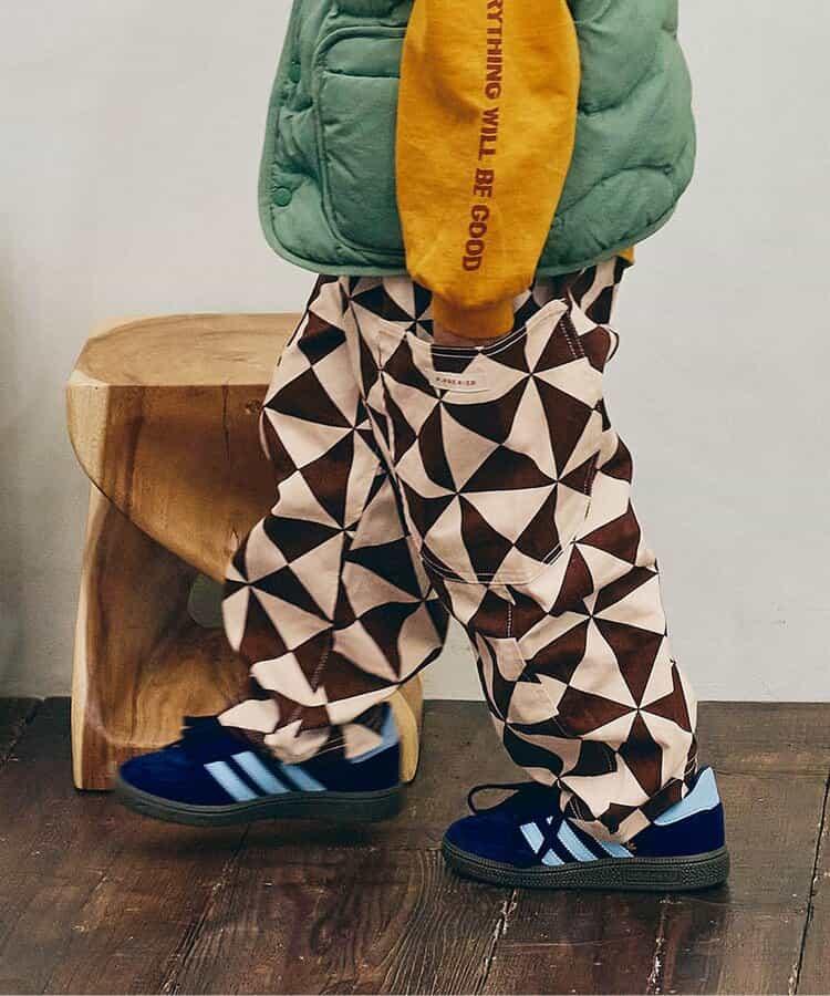 滿印斜紋寬鬆長褲