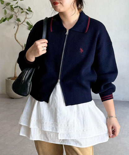 【U.S. POLO ASSN.】帶領拉鍊開衫