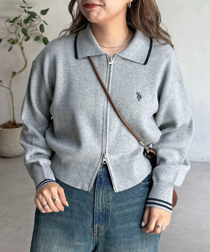 【U.S. POLO ASSN.】帶領拉鍊開衫