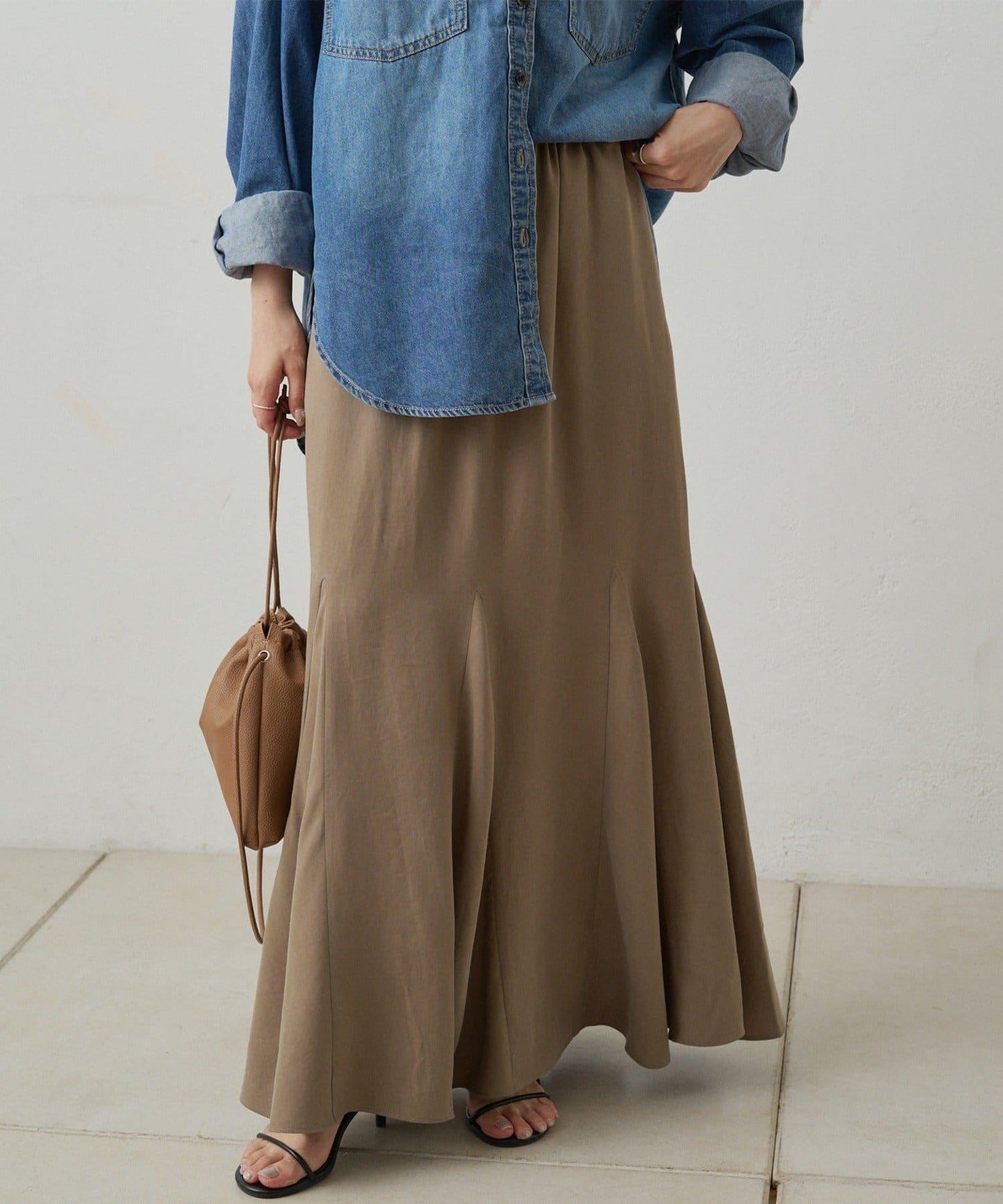 纖維素褶皺半身裙