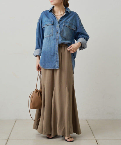 纖維素褶皺半身裙