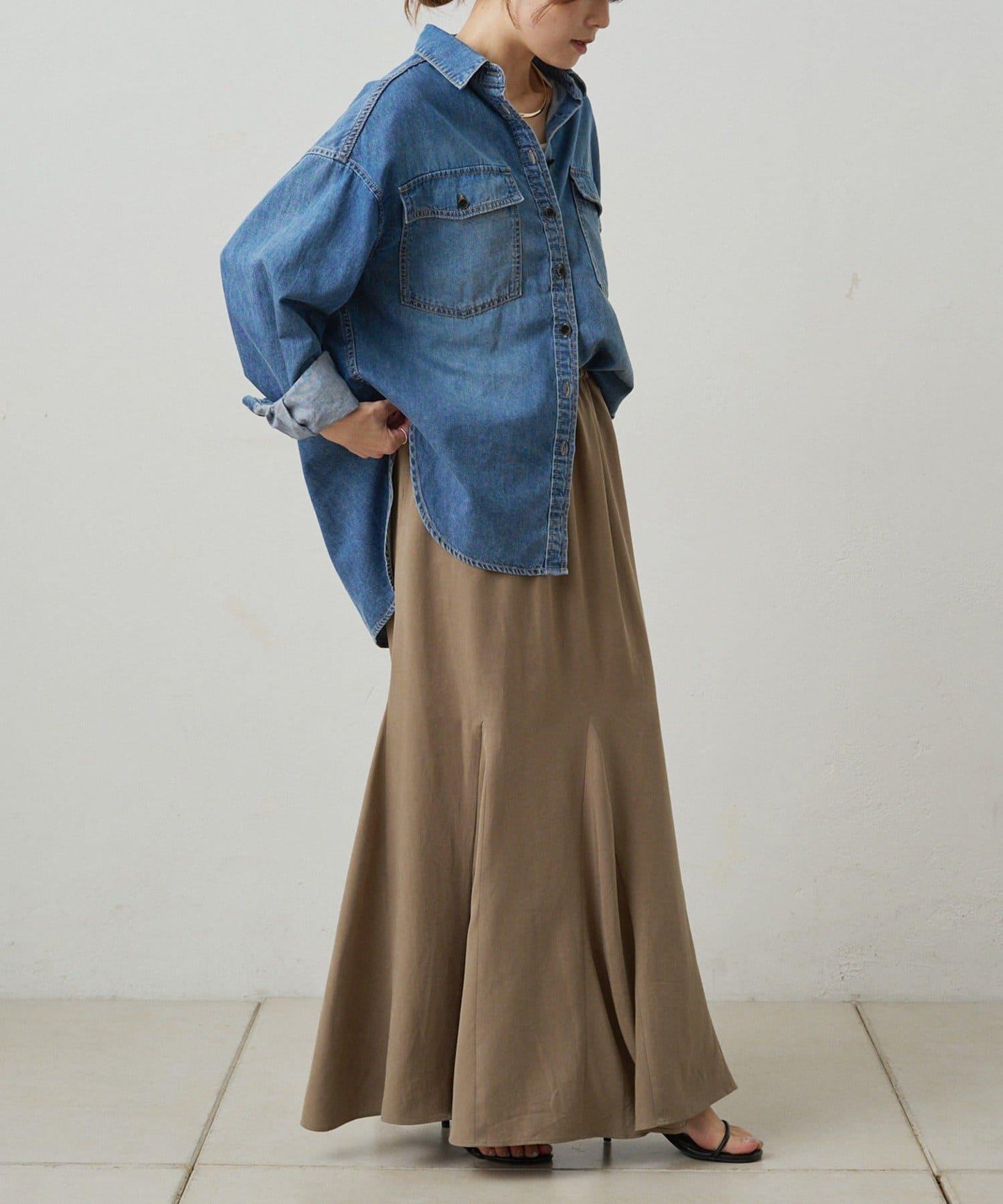 纖維素褶皺半身裙