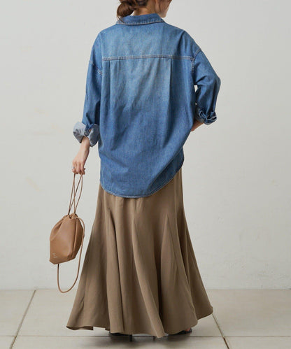 纖維素褶皺半身裙