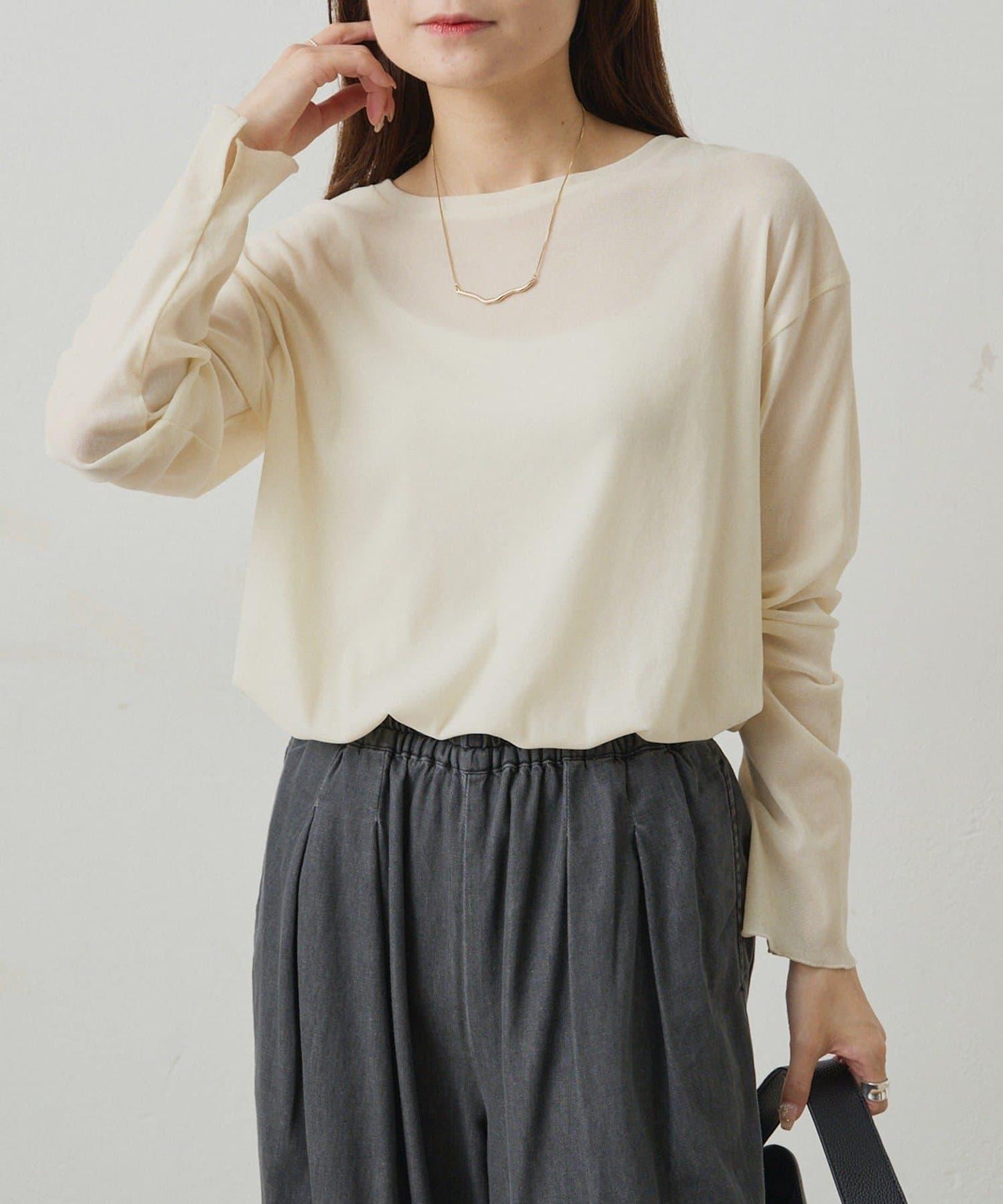 【復刻】尼龍網紗天鵝絨圓領長袖T恤