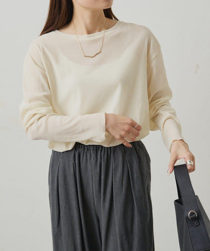 【復刻】尼龍網紗天鵝絨圓領長袖T恤