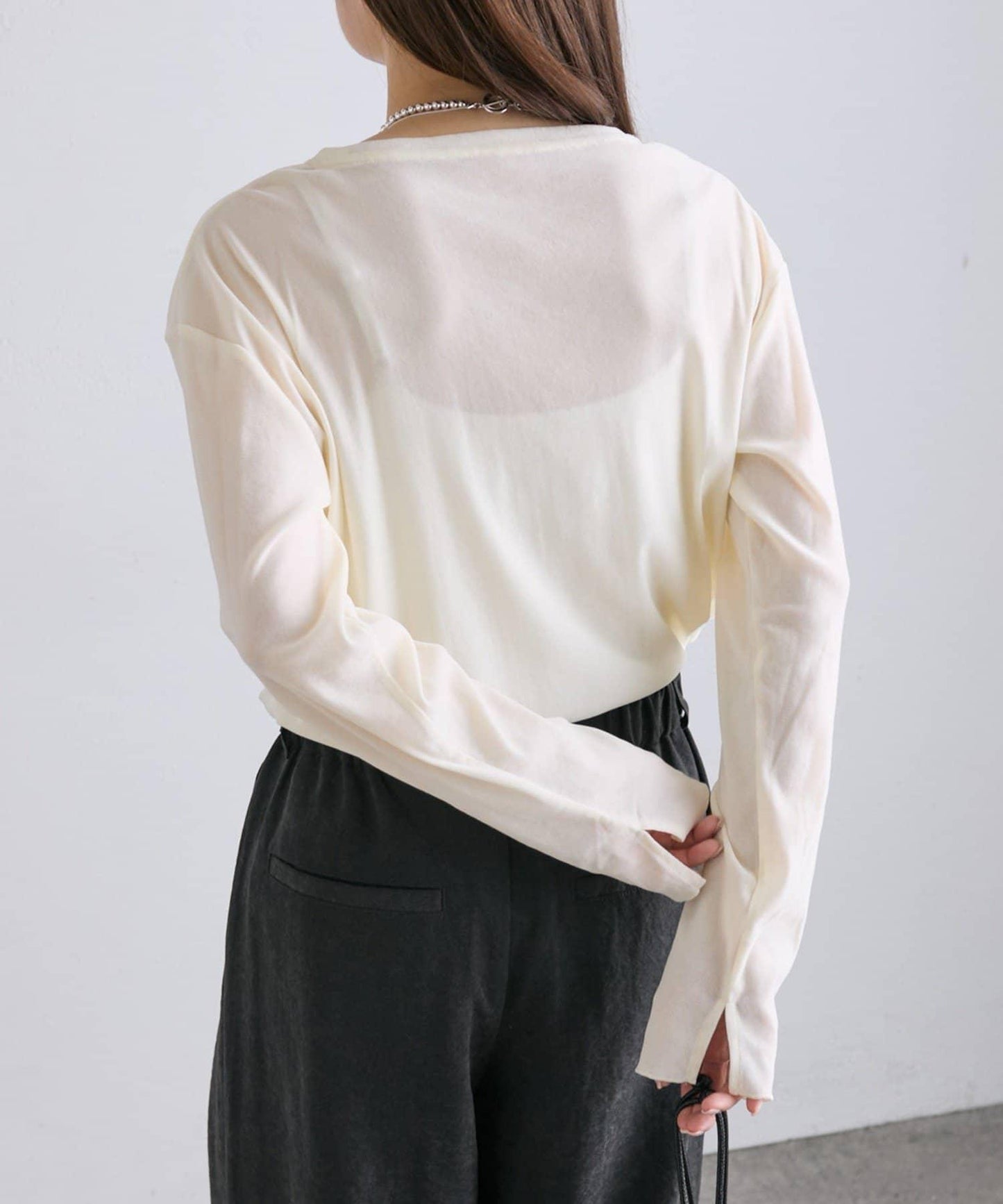 【復刻】尼龍網紗天鵝絨圓領長袖T恤