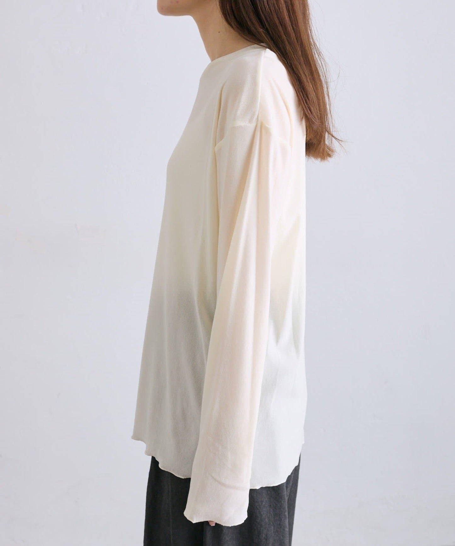 【復刻】尼龍網紗天鵝絨圓領長袖T恤