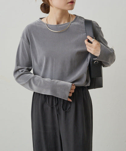 【復刻】尼龍網紗天鵝絨圓領長袖T恤