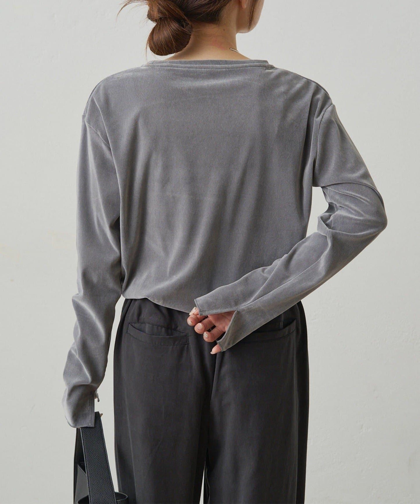 【復刻】尼龍網紗天鵝絨圓領長袖T恤