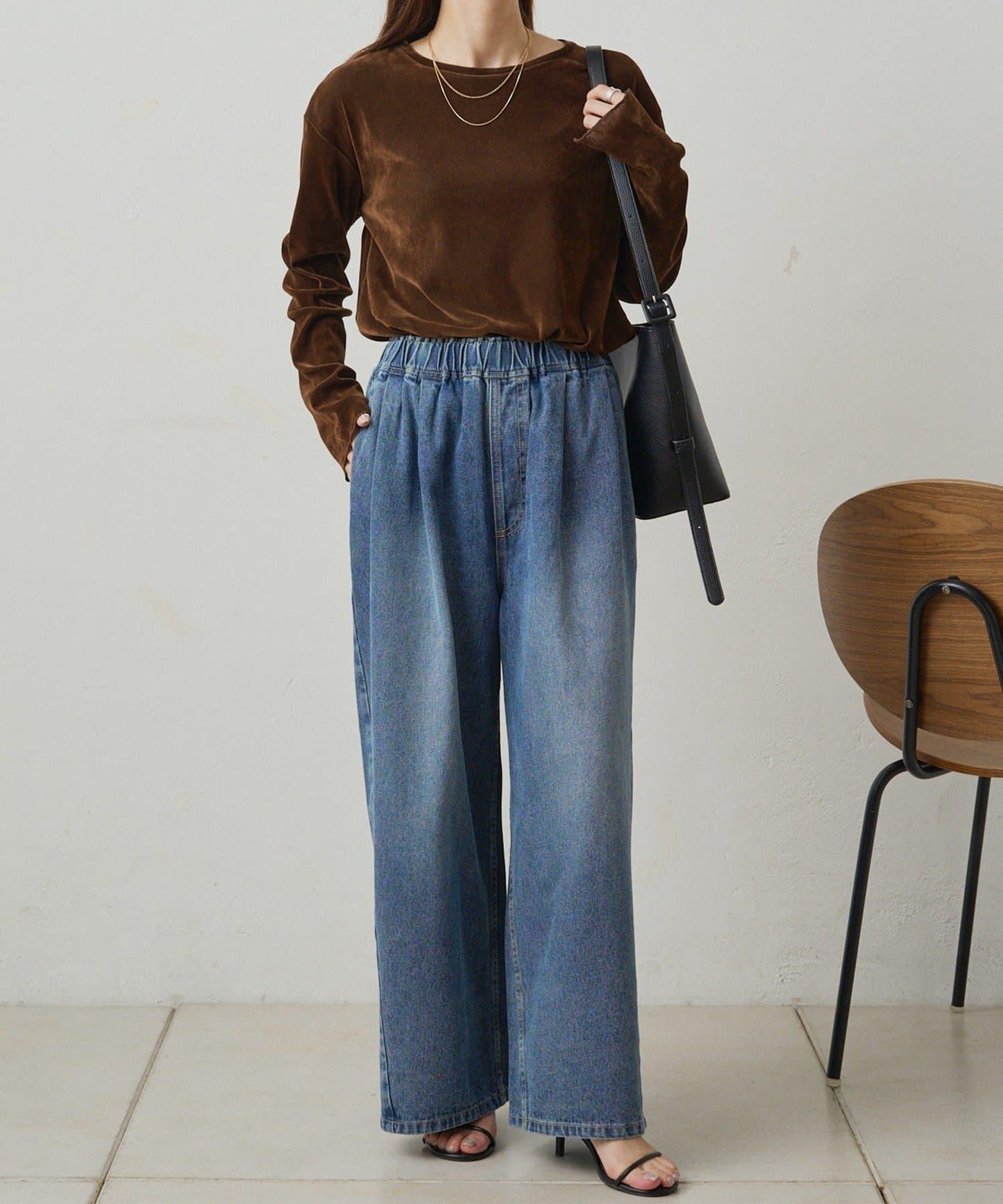 【復刻】尼龍網紗天鵝絨圓領長袖T恤