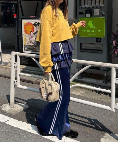 異材質拼接運動風半身裙