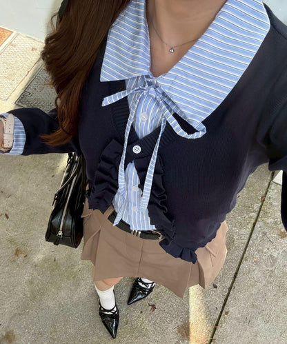【れみ@re.__mi23セレクト】荷葉邊拼接開衫