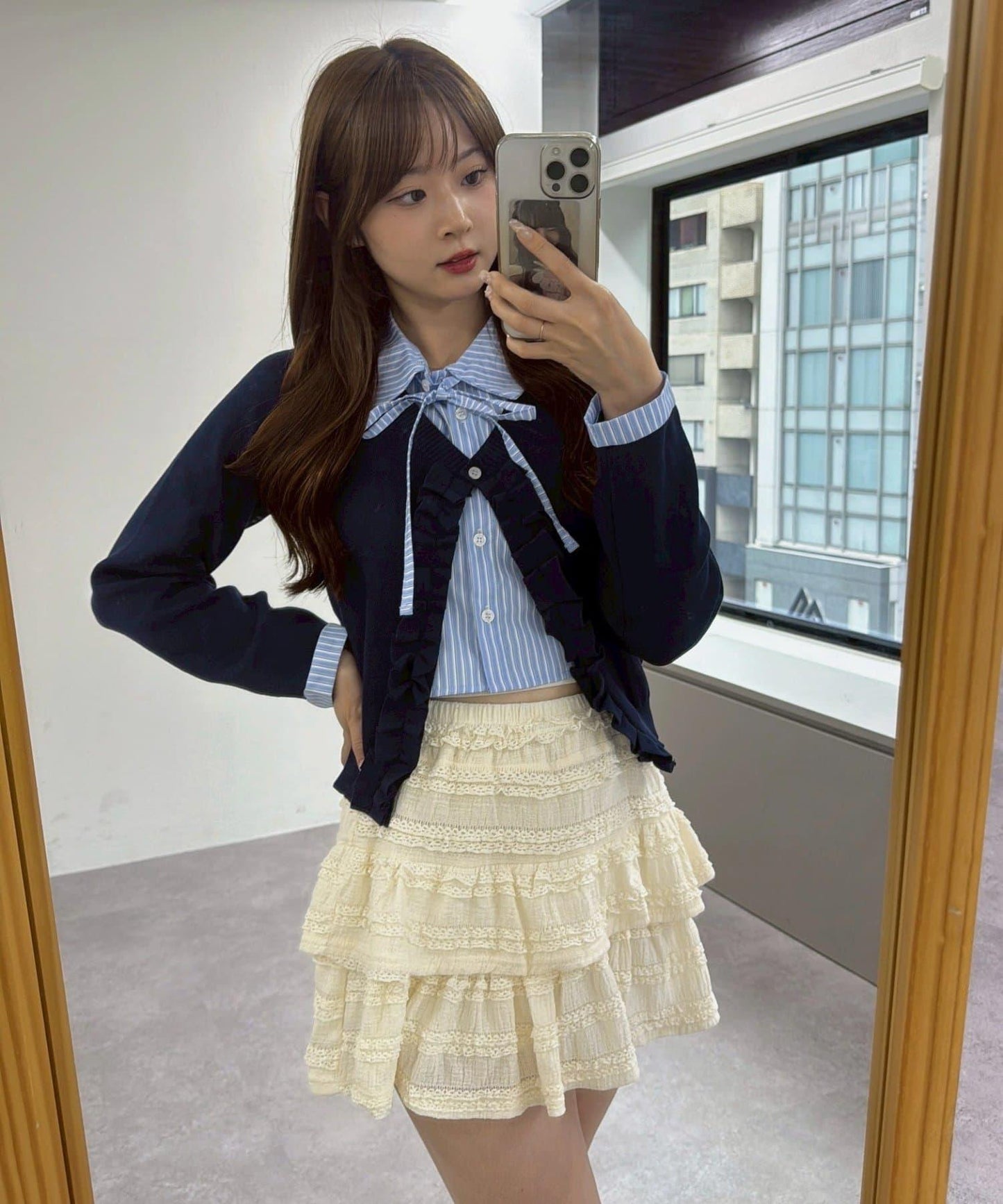 【れみ@re.__mi23セレクト】荷葉邊拼接開衫