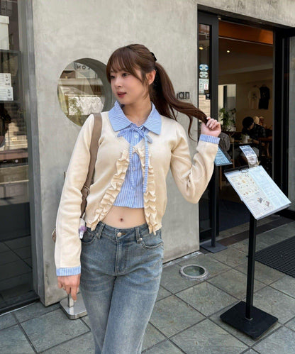 【れみ@re.__mi23セレクト】荷葉邊拼接開衫