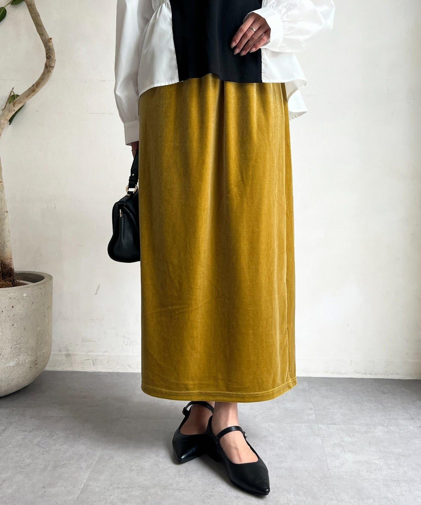 天鵝絨直筒裙