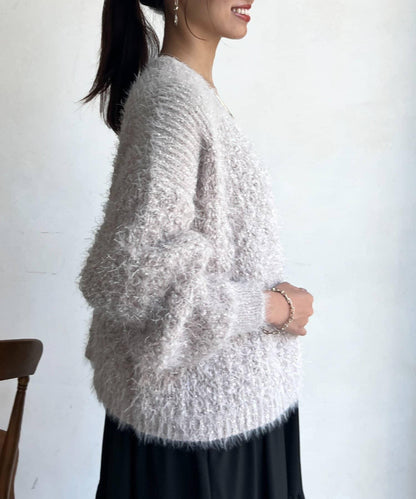 亮片花卉羽毛紗線開衫
