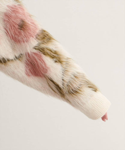 花卉圖案提花長絨針織套頭衫