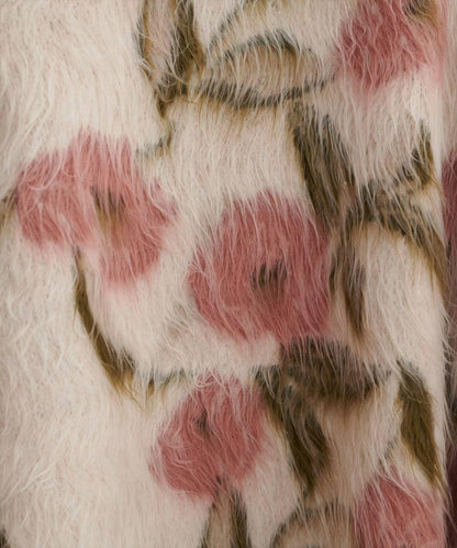 花卉圖案提花長絨針織套頭衫