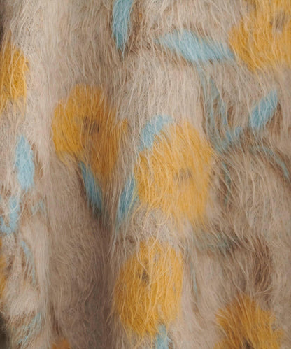 花卉圖案提花長絨針織套頭衫