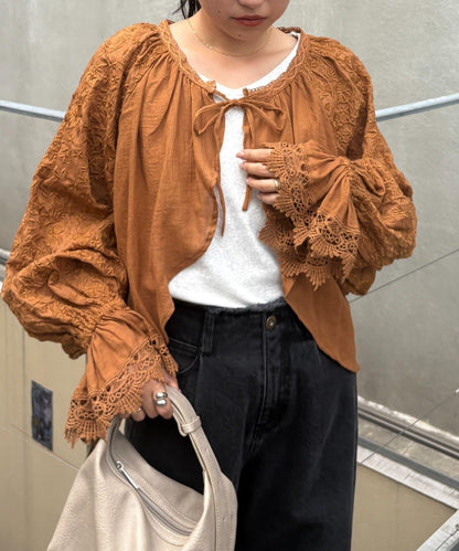 india袖刺繡短外套