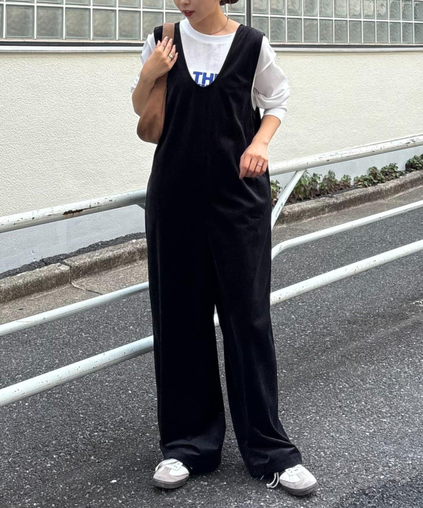 天鵝絨抽繩收腳連體褲