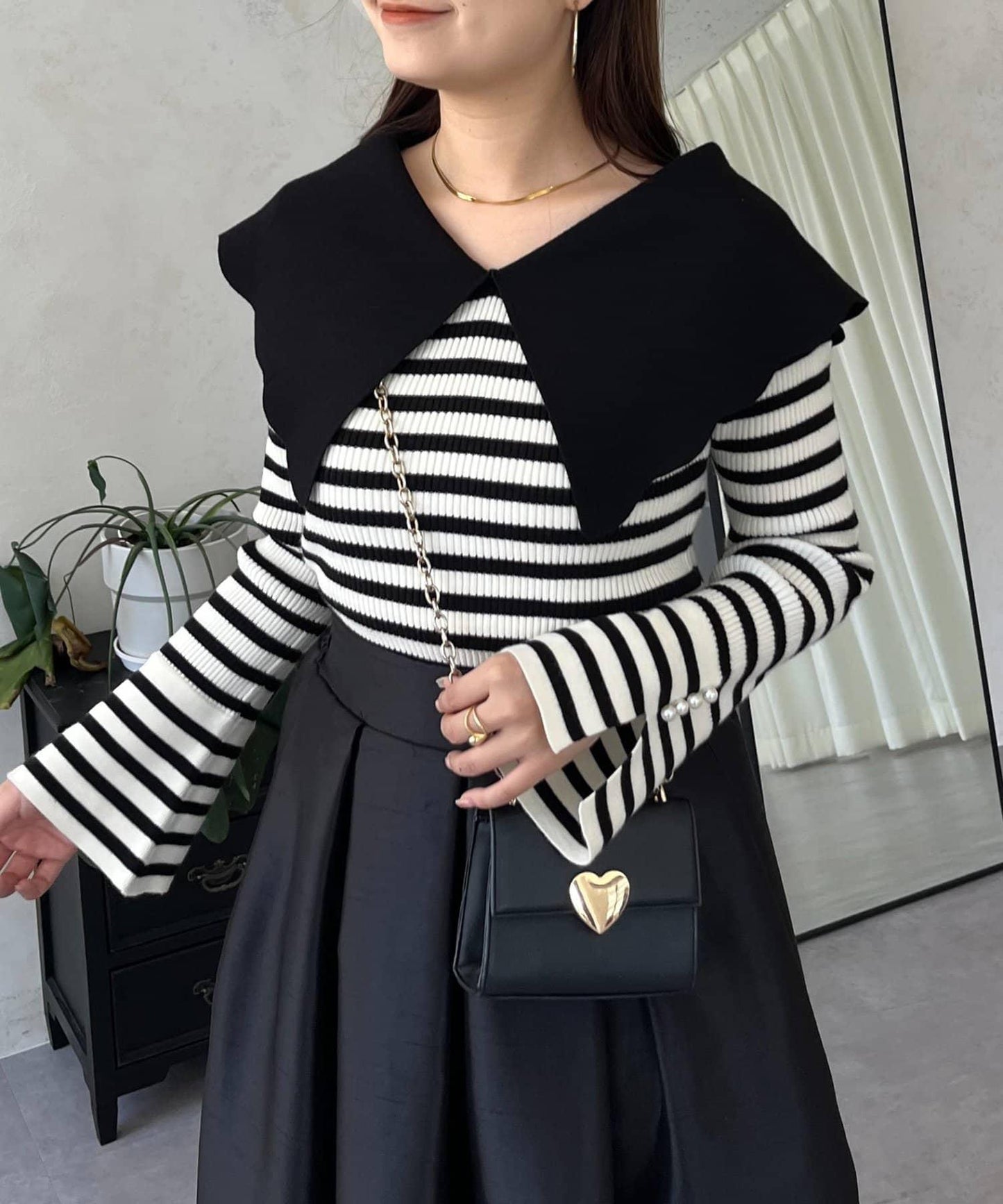 荷葉邊領針織上衣