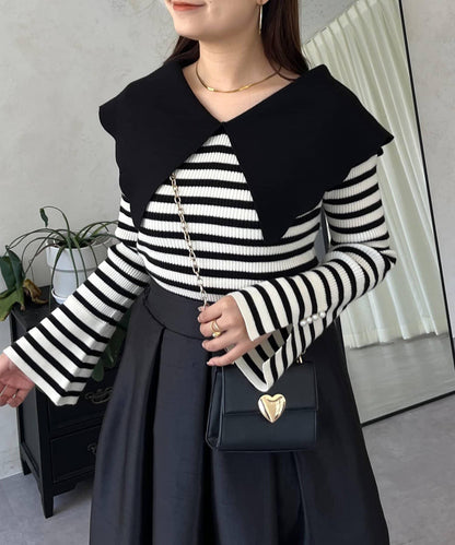 荷葉邊領針織上衣