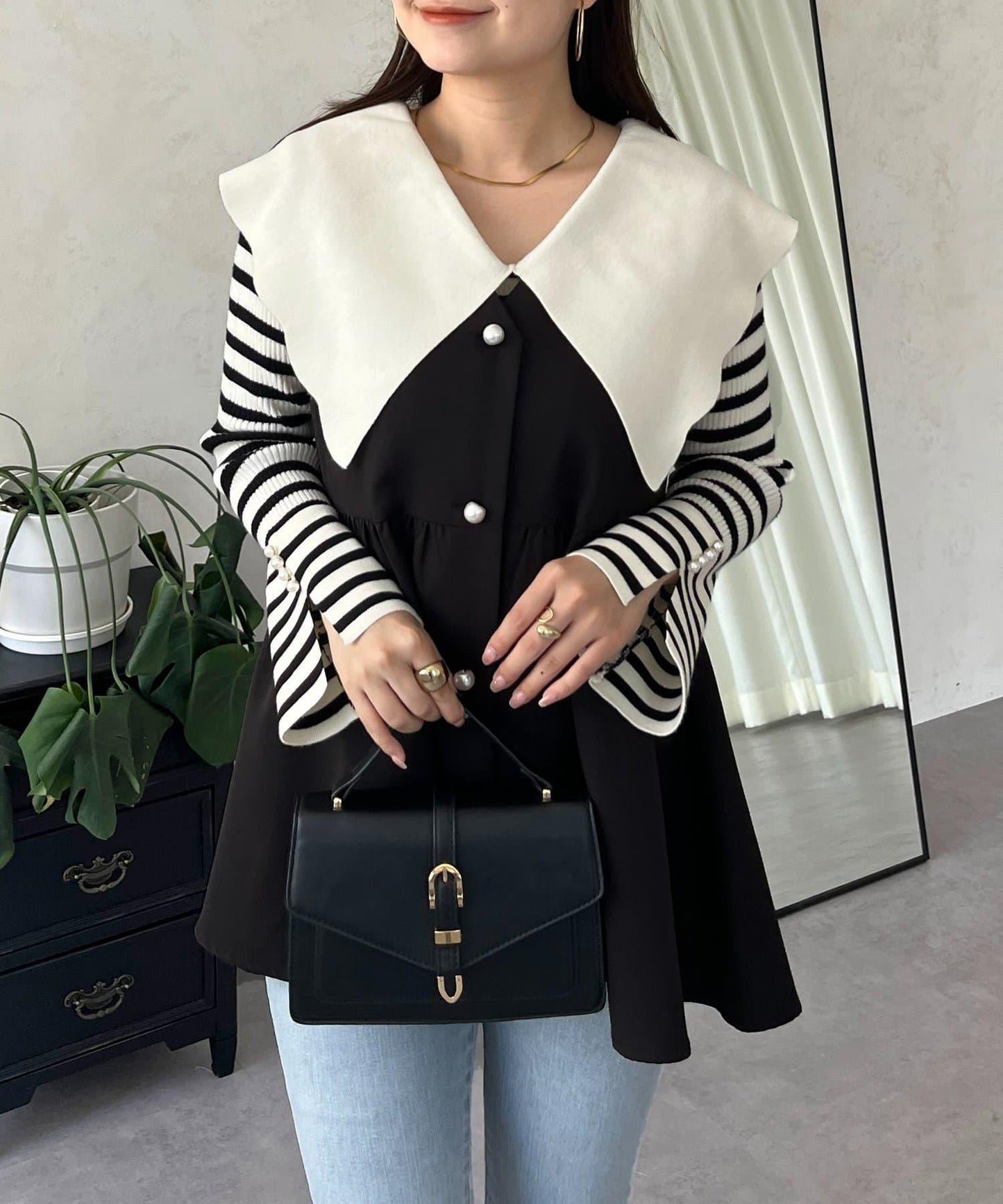 荷葉邊領針織上衣