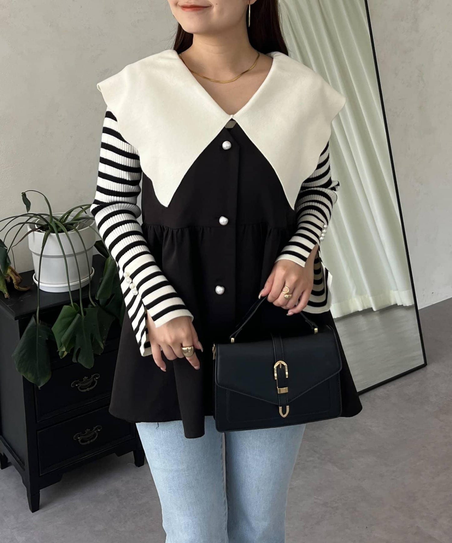 荷葉邊領針織上衣