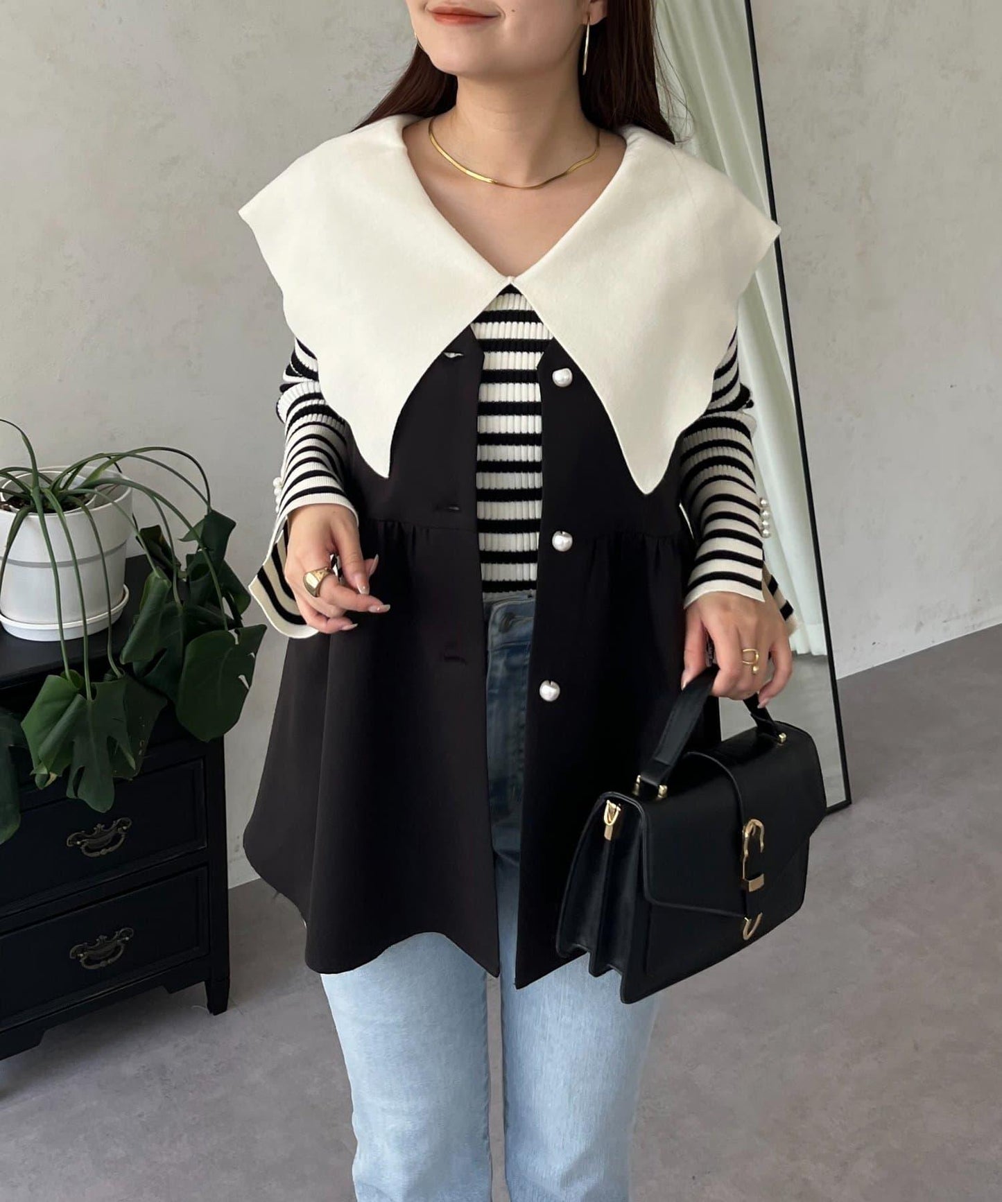 荷葉邊領針織上衣