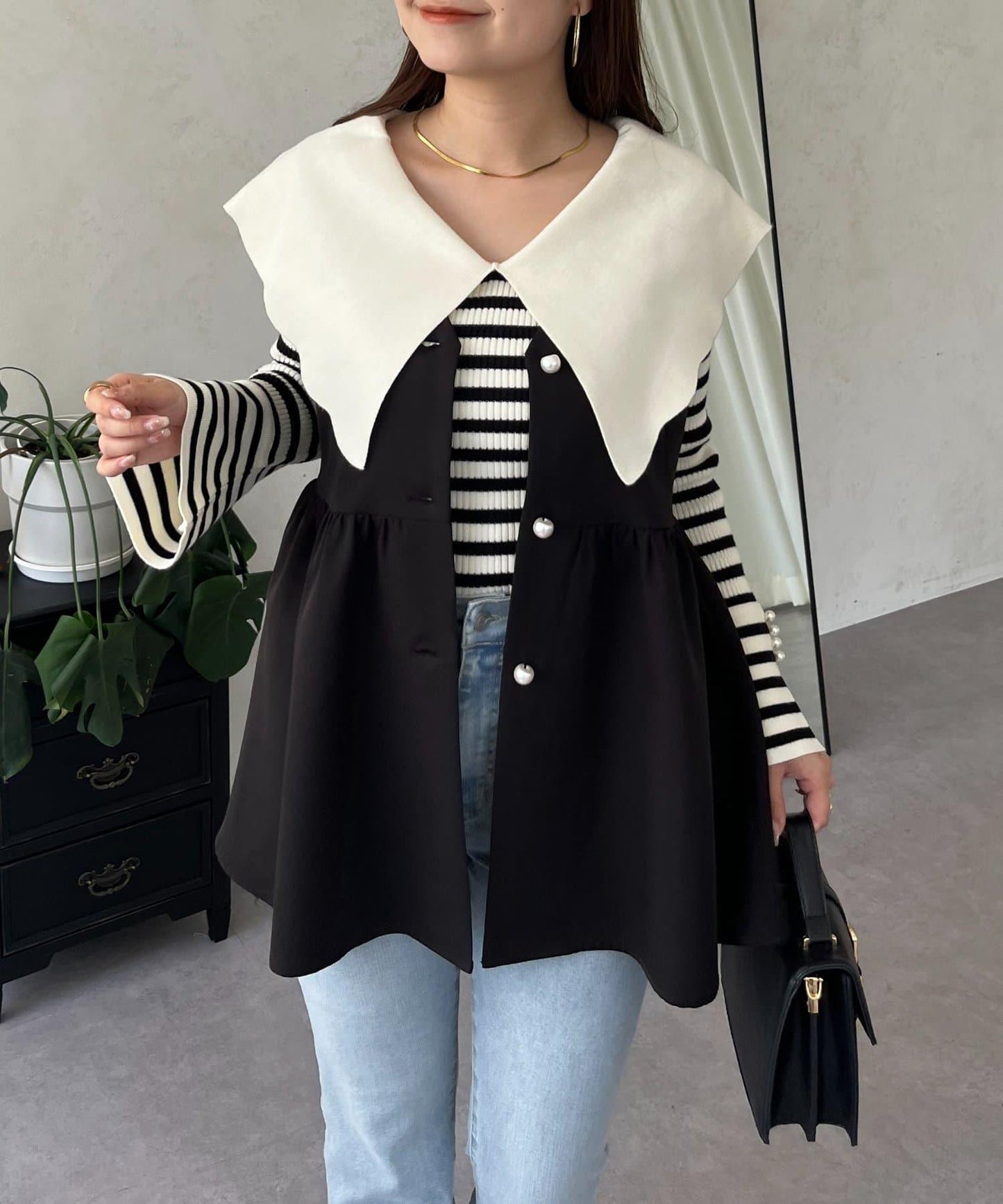 荷葉邊領針織上衣