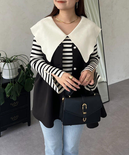 荷葉邊領針織上衣