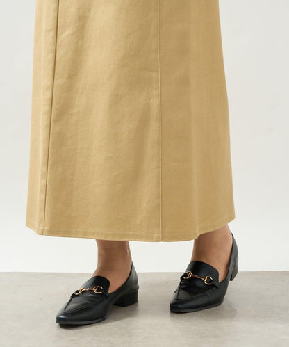 顯瘦日常百搭箔面斜紋布直筒裙