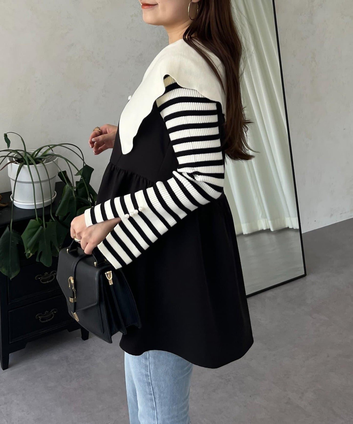 荷葉邊領針織上衣