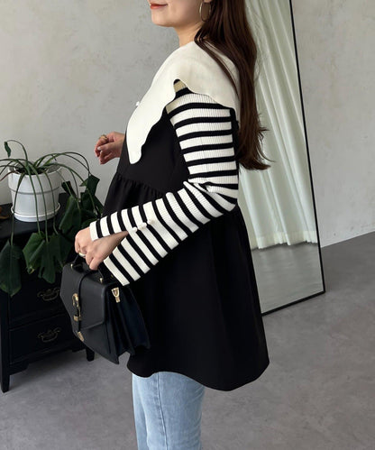 荷葉邊領針織上衣