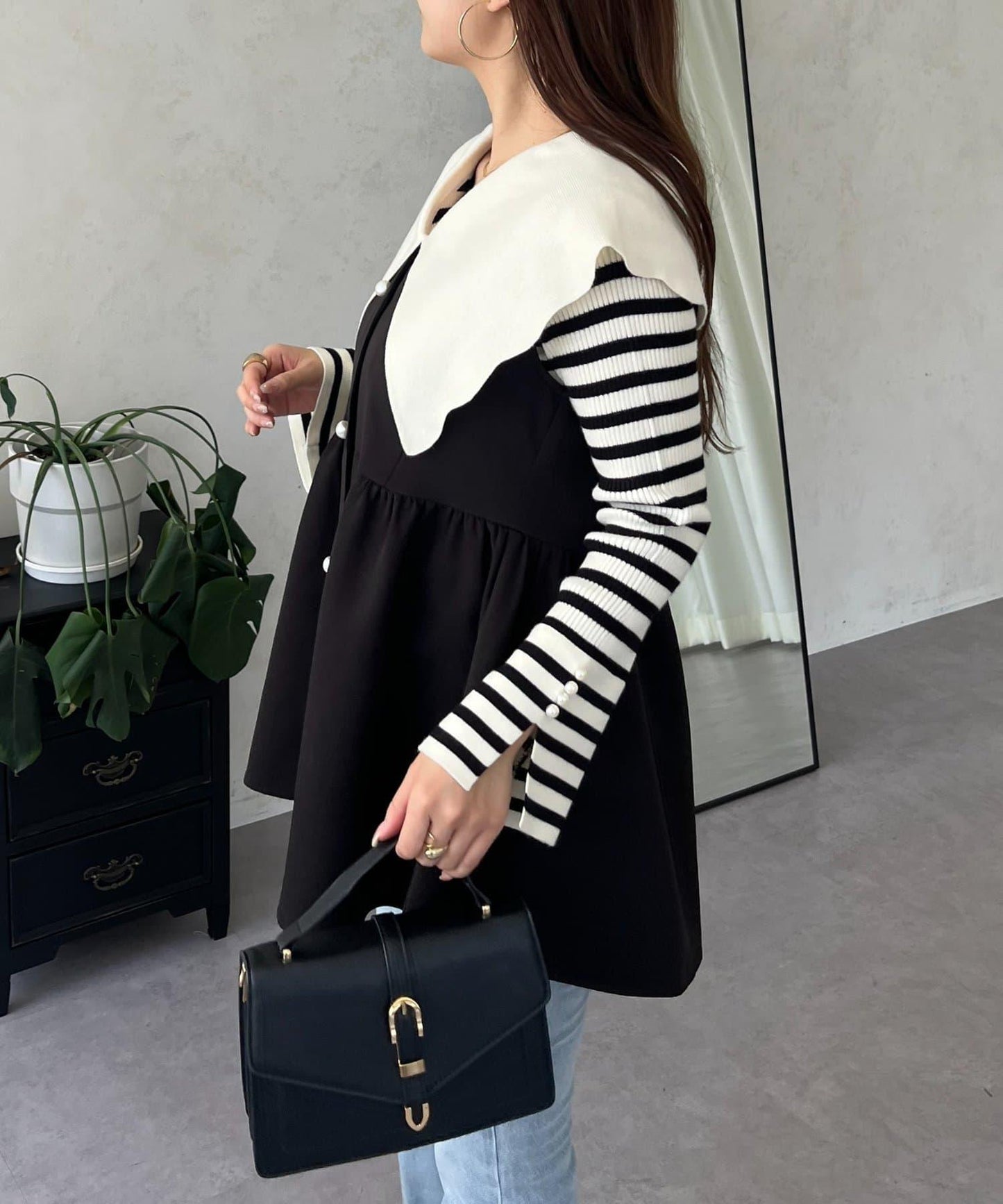 荷葉邊領針織上衣