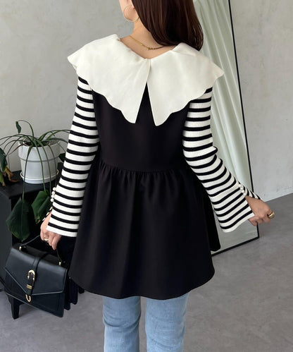 荷葉邊領針織上衣