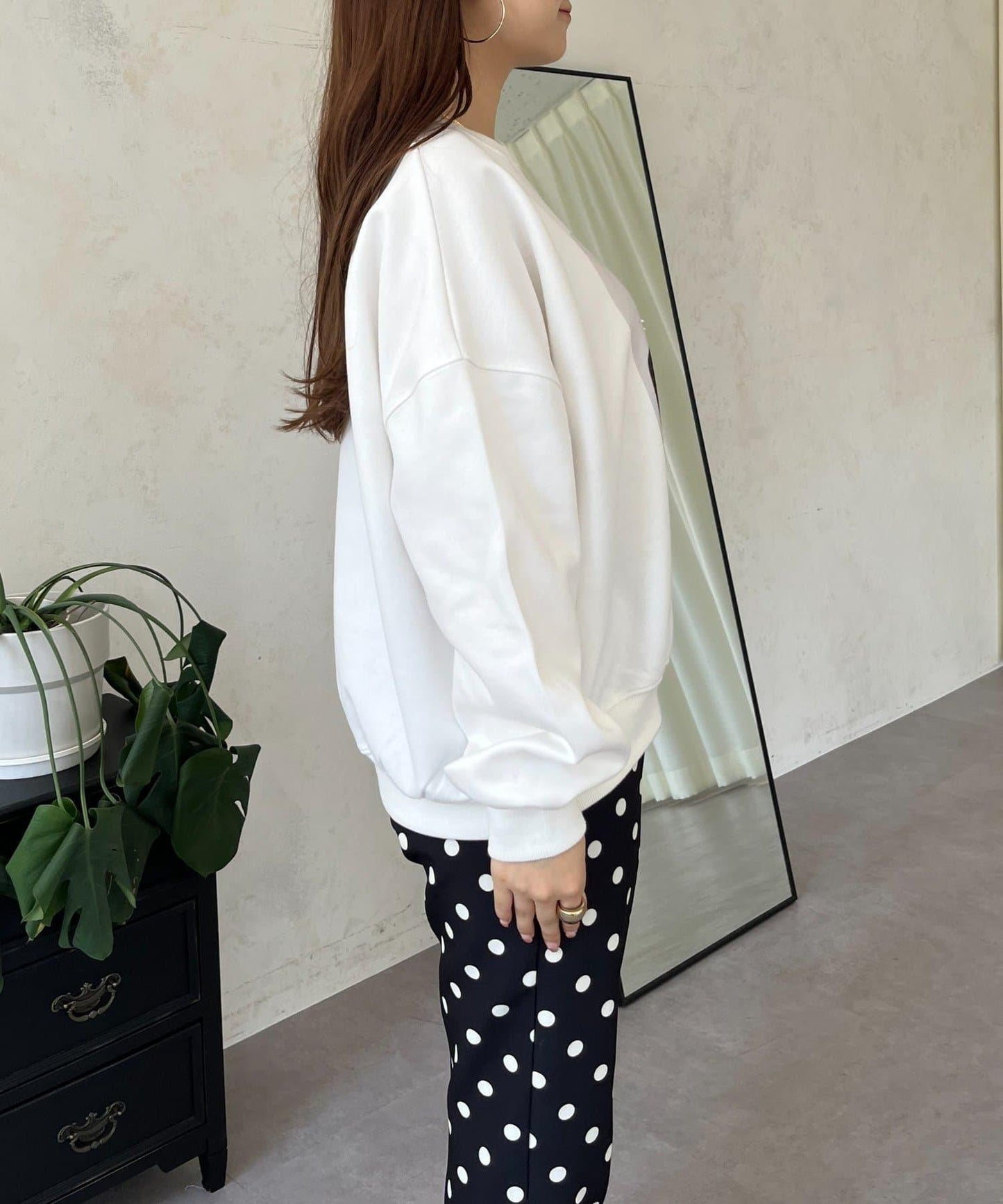 珍珠項鍊照片印花衛衣