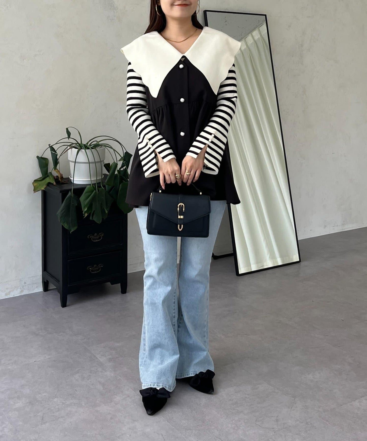 荷葉邊領針織上衣