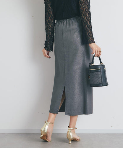 顯瘦日常百搭箔面斜紋布直筒裙