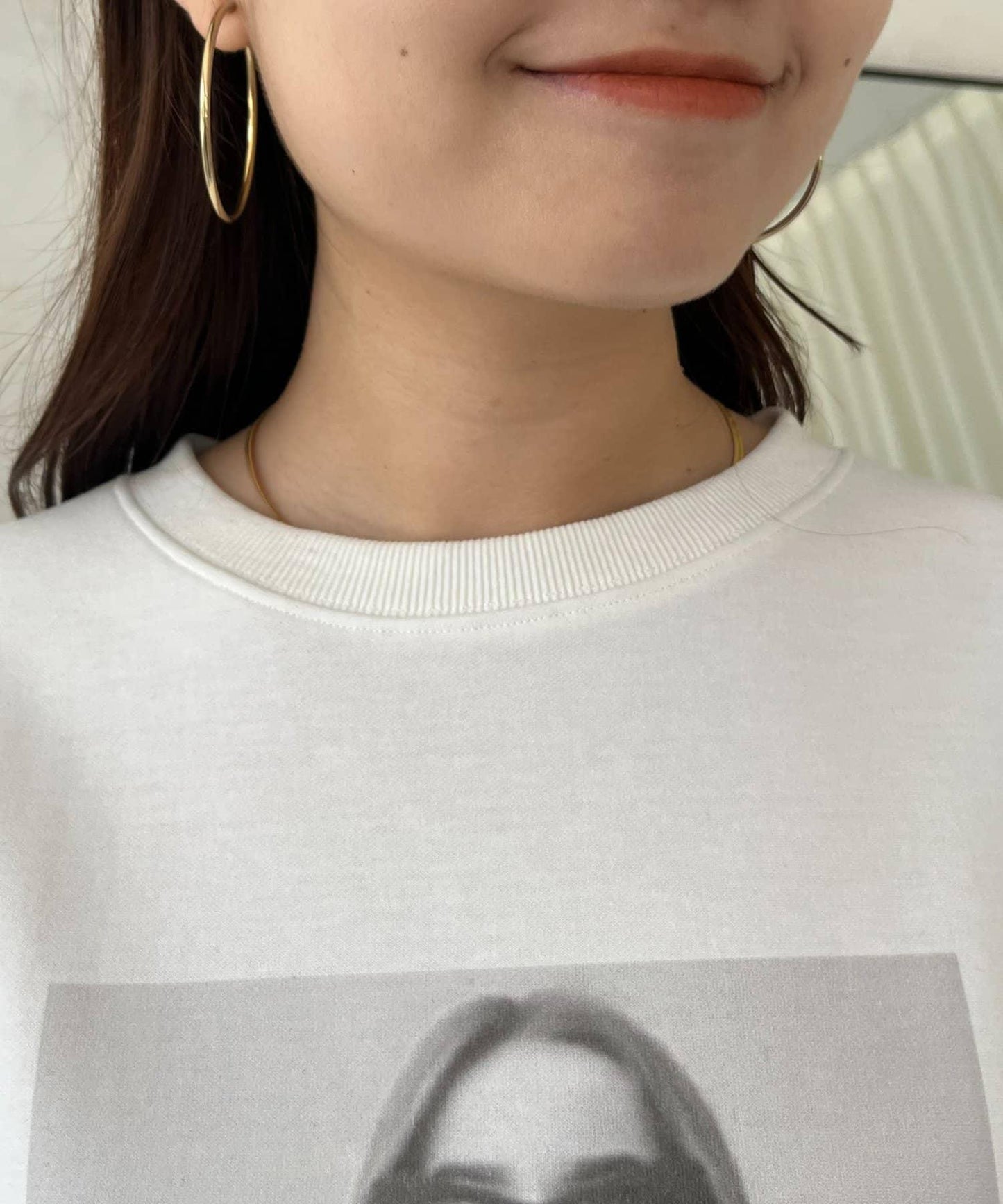 珍珠項鍊照片印花衛衣