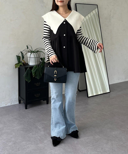 荷葉邊領針織上衣