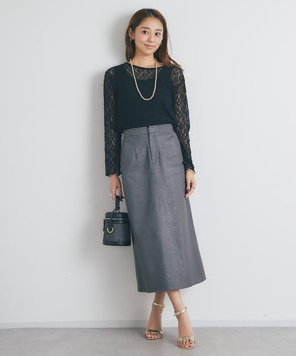 顯瘦日常百搭箔面斜紋布直筒裙