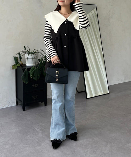 荷葉邊領針織上衣