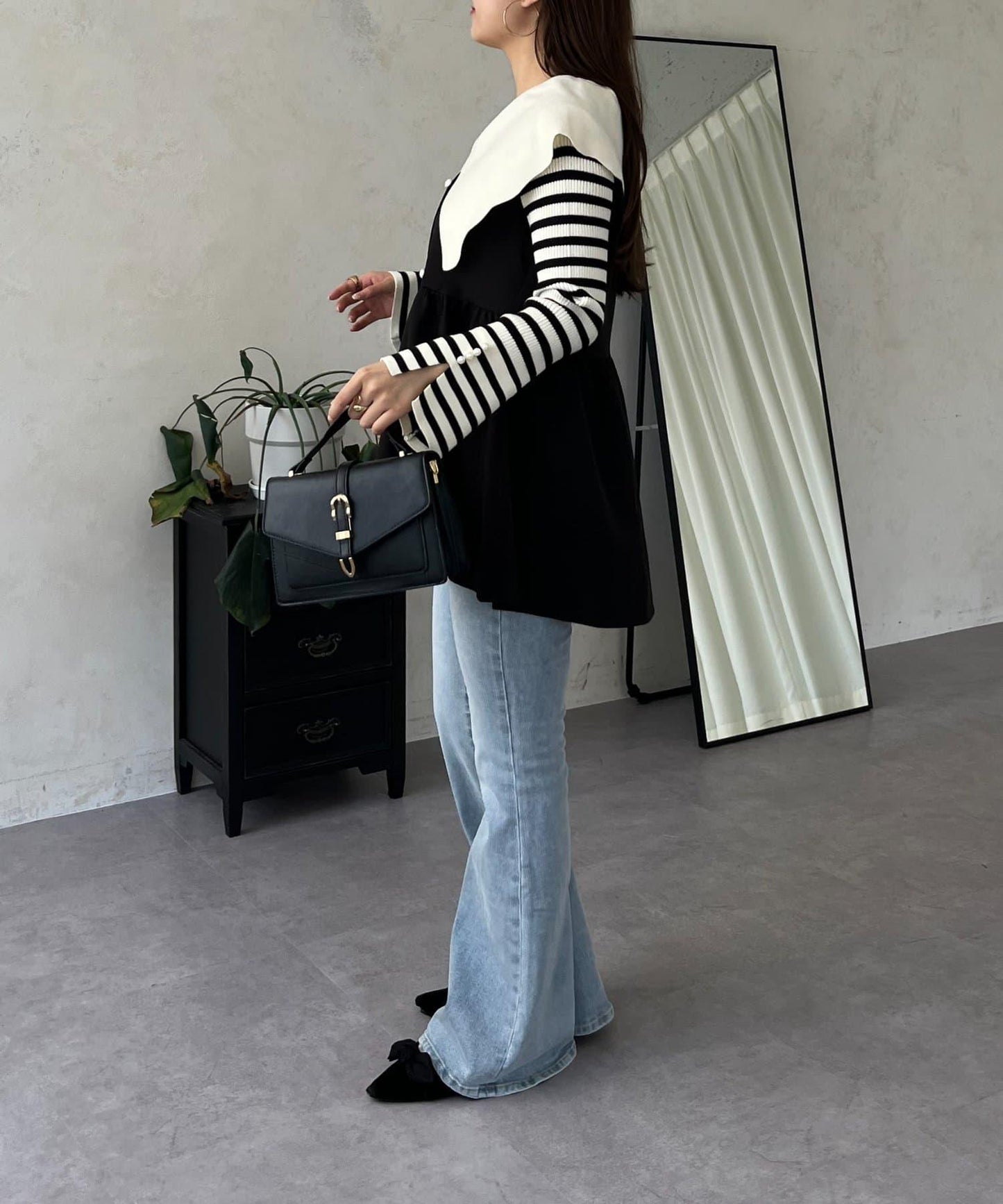 荷葉邊領針織上衣