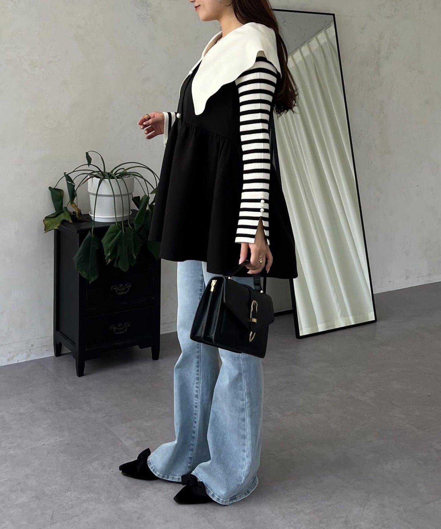 荷葉邊領針織上衣