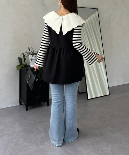 荷葉邊領針織上衣