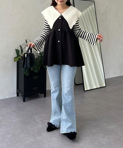 荷葉邊領針織上衣